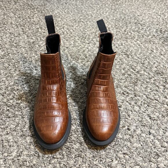 Dr Martens Women's Flora Croc Chelsea Boots Brown Leather Size 7 US - Picture 9 of 11